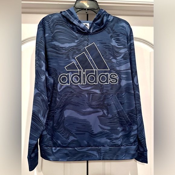 Adidas Blue Hoodie w/Pockets Youth size 18/20 - Picture 2 of 7